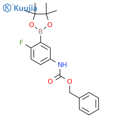 Benzyl (4-fluoro-3-(4,4,5,5-tetramethyl-1,3,2-dioxaborolan-2-yl)phenyl)carbamate structure