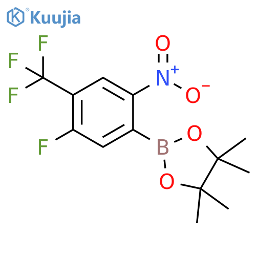 5-Fluoro-2-nitro-4-(trifluoromethyl)phenylboronic acid pinacol ester structure