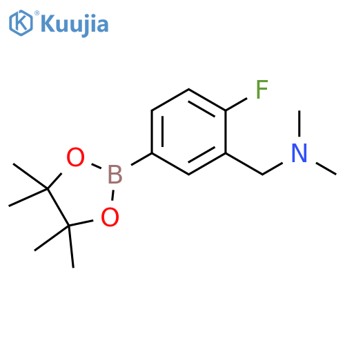 {2-fluoro-5-(4,4,5,5-tetramethyl-1,3,2-dioxaborolan-2-yl)phenylmethyl}dimethylamine structure