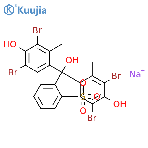 Benzenesulfonic acid,2-[bis(3,5-dibromo-4-hydroxy-2-methylphenyl)hydroxymethyl]-, sodium salt (1:1) structure