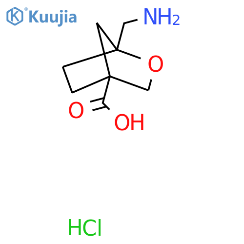 1-(Aminomethyl)-2-oxabicyclo[2.2.1]heptane-4-carboxylic acid;hydrochloride structure