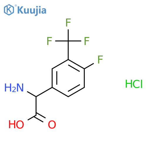 2-Amino-2-[4-fluoro-3-(trifluoromethyl)phenyl]acetic acid;hydrochloride structure