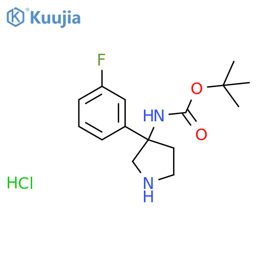 Tert-butyl N-[3-(3-fluorophenyl)pyrrolidin-3-yl]carbamate;hydrochloride structure