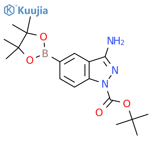 tert-butyl 3-amino-5-(4,4,5,5-tetramethyl-1,3,2-dioxaborolan-2-yl)-1H-indazole-1-carboxylate structure