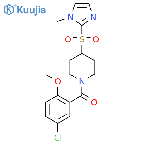 (5-chloro-2-methoxyphenyl)(4-((1-methyl-1H-imidazol-2-yl)sulfonyl)piperidin-1-yl)methanone structure