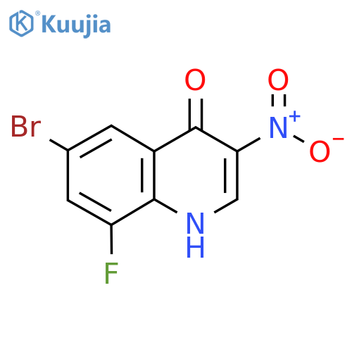 6-bromo-8-fluoro-3-nitro-1H-quinolin-4-one structure