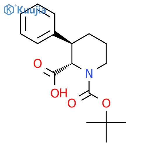 rac-(2R,3S)-1-(tert-butoxy)carbonyl-3-phenylpiperidine-2-carboxylic acid structure