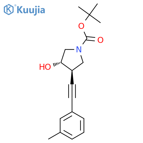 tert-butyl (3S,4R)-3-hydroxy-4-2-(3-methylphenyl)ethynylpyrrolidine-1-carboxylate structure