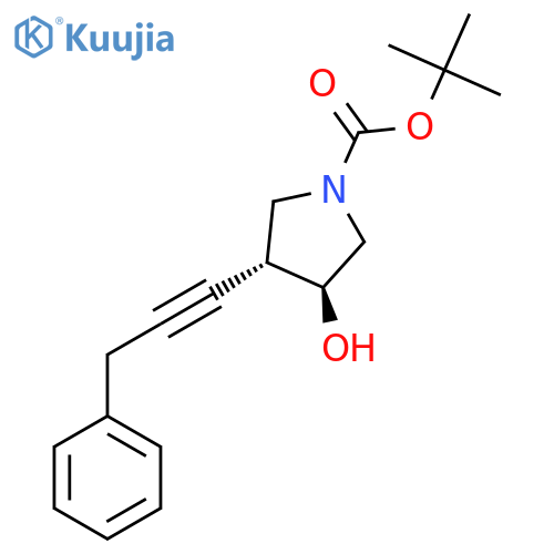 tert-butyl (3S,4R)-3-hydroxy-4-(3-phenylprop-1-yn-1-yl)pyrrolidine-1-carboxylate structure