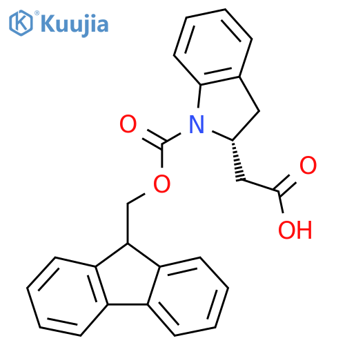 2-[(2R)-1-{[(9H-fluoren-9-yl)methoxy]carbonyl}-2,3-dihydro-1H-indol-2-yl]acetic acid structure