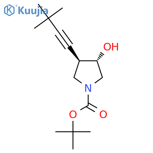 tert-butyl (3R,4S)-3-(3,3-dimethylbut-1-yn-1-yl)-4-hydroxypyrrolidine-1-carboxylate structure