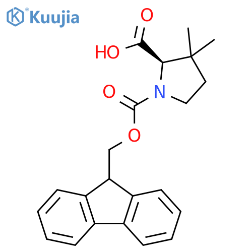 (R)-1-(((9H-Fluoren-9-yl)methoxy)carbonyl)-3,3-dimethylpyrrolidine-2-carboxylic Acid structure