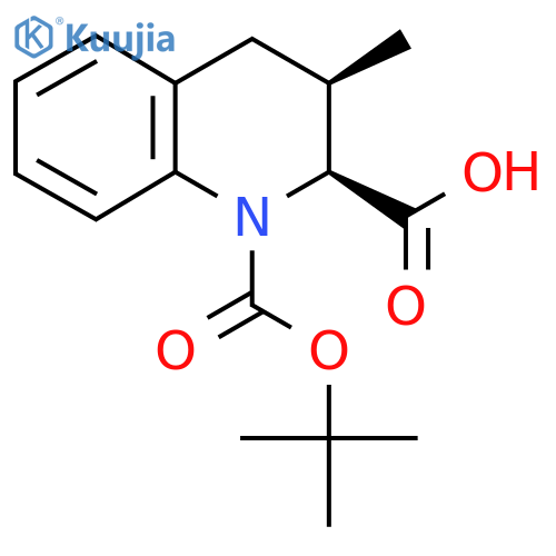 rac-(2R,3S)-1-(tert-butoxy)carbonyl-3-methyl-1,2,3,4-tetrahydroquinoline-2-carboxylic acid structure