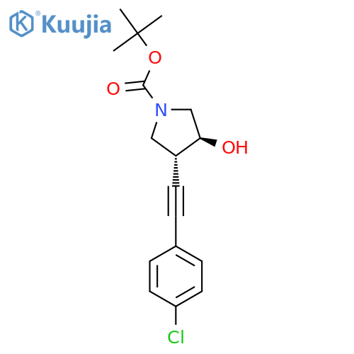 tert-butyl (3R,4S)-3-2-(4-chlorophenyl)ethynyl-4-hydroxypyrrolidine-1-carboxylate structure