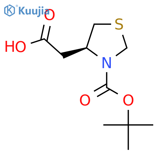 2-(4S)-3-(tert-butoxy)carbonyl-1,3-thiazolidin-4-ylacetic acid structure