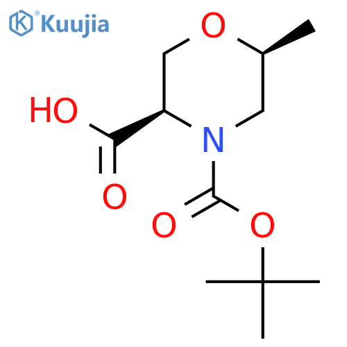 (3R,6S)-4-(tert-butoxy)carbonyl-6-methylmorpholine-3-carboxylic acid structure