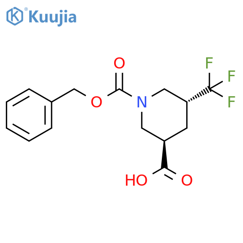 trans-1-((Benzyloxy)carbonyl)-5-(trifluoromethyl)piperidine-3-carboxylic acid structure