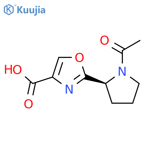 2-[(2S)-1-acetylpyrrolidin-2-yl]-1,3-oxazole-4-carboxylic acid structure