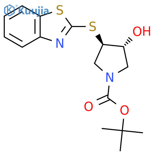 tert-butyl (3R,4R)-3-(1,3-benzothiazol-2-ylsulfanyl)-4-hydroxypyrrolidine-1-carboxylate structure