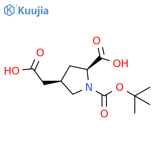 (2S,4R)-1-(tert-butoxy)carbonyl-4-(carboxymethyl)pyrrolidine-2-carboxylic acid structure