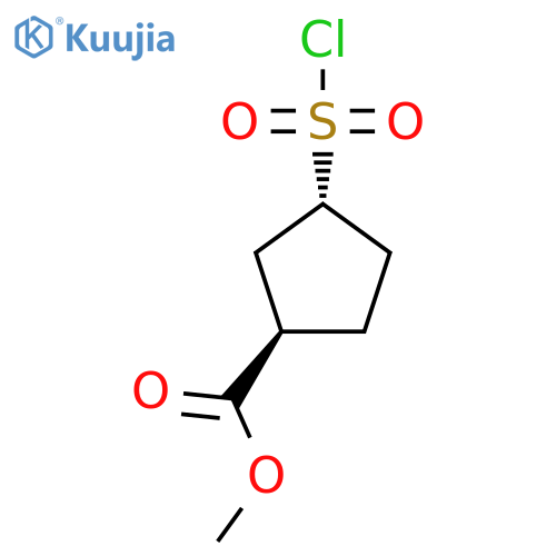 rac-methyl (1R,3R)-3-(chlorosulfonyl)cyclopentane-1-carboxylate structure