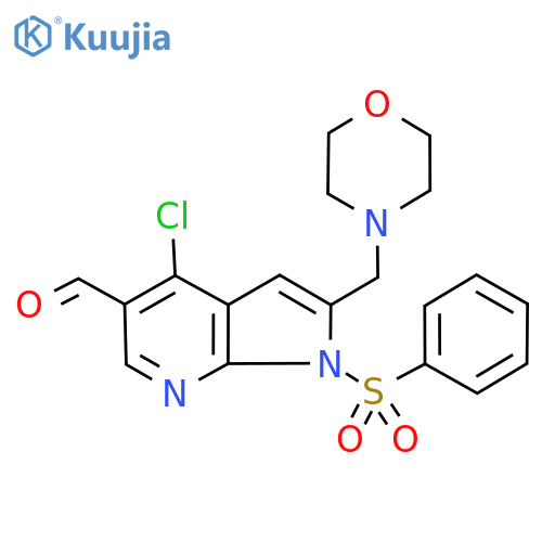 4-Chloro-2-(morpholinomethyl)-1-(phenylsulfonyl)-1H-pyrrolo[2,3-b]pyridine-5-carbaldehyde structure