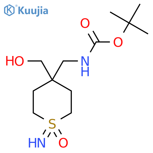 Tert-butyl ((4-(hydroxymethyl)-1-imino-1-oxidohexahydro-lambda6-thiopyran-4-YL)methyl)carbamate structure