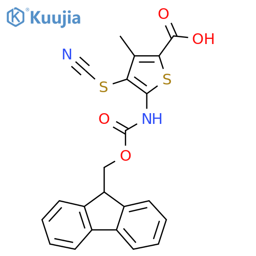 4-(cyanosulfanyl)-5-({[(9H-fluoren-9-yl)methoxy]carbonyl}amino)-3-methylthiophene-2-carboxylic acid structure