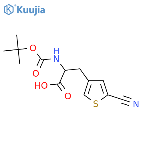 2-{[(Tert-butoxy)carbonyl]amino}-3-(5-cyanothiophen-3-yl)propanoic acid structure