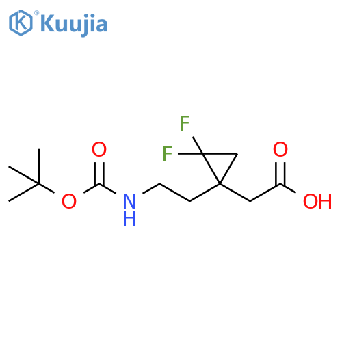 Cyclopropaneacetic acid, 1-[2-[[(1,1-dimethylethoxy)carbonyl]amino]ethyl]-2,2-difluoro- structure