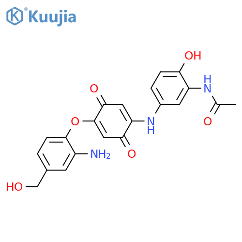 2-[(3-Acetamido-4-hydroxyphenyl)amino]-5-[2-amino-4-(hydroxymethyl)phenoxy]-1,4-benzoquinone structure