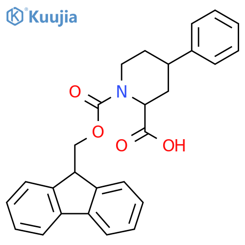 1-(9H-fluoren-9-ylmethoxy)carbonyl-4-phenylpiperidine-2-carboxylic acid structure