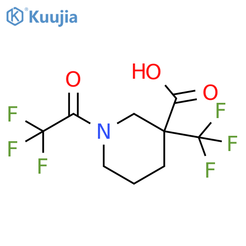 1-(Trifluoroacetyl)-3-(trifluoromethyl)piperidine-3-carboxylic acid structure