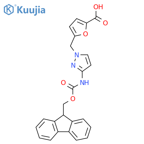 5-{[3-({[(9H-fluoren-9-yl)methoxy]carbonyl}amino)-1H-pyrazol-1-yl]methyl}furan-2-carboxylic acid structure
