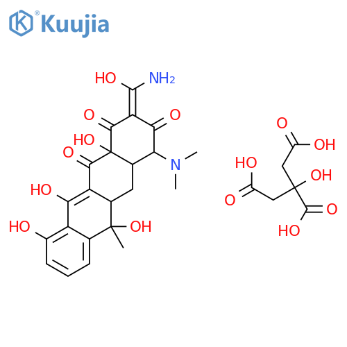 (2Z,4S,4aS,5aS,6S,12aS)-2-(amino-hydroxy-methylene)-4-dimethylamino-6,10,11,12a-tetrahydroxy-6-methyl-4,4a,5,5a-tetrahydrotetracene-1,3,12-trione citrate structure