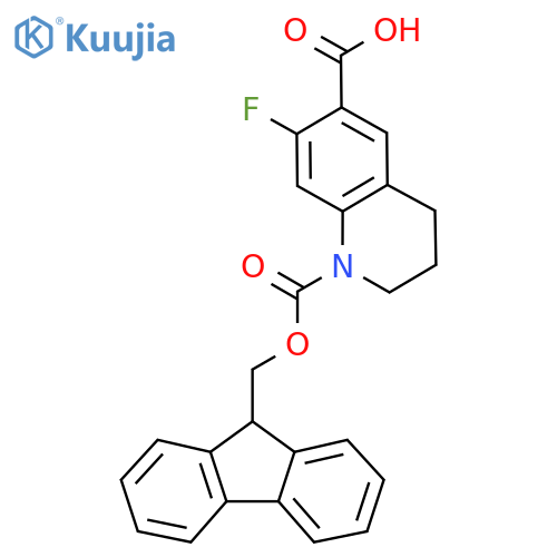 1-{(9H-fluoren-9-yl)methoxycarbonyl}-7-fluoro-1,2,3,4-tetrahydroquinoline-6-carboxylic acid structure