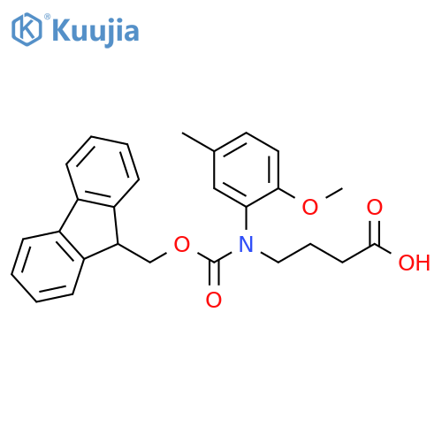 4-({(9H-fluoren-9-yl)methoxycarbonyl}(2-methoxy-5-methylphenyl)amino)butanoic acid structure
