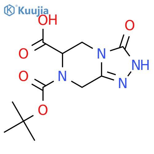 7-(tert-butoxy)carbonyl-3-oxo-2H,3H,5H,6H,7H,8H-1,2,4triazolo4,3-apiperazine-6-carboxylic acid structure