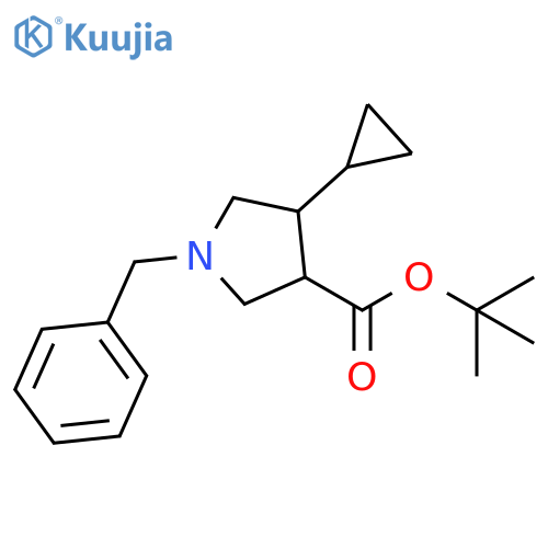 3-Pyrrolidinecarboxylic acid, 4-cyclopropyl-1-(phenylmethyl)-, 1,1-dimethylethyl ester structure
