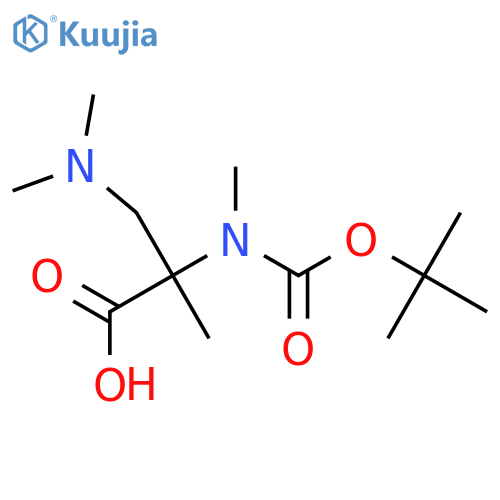 2-{(tert-butoxy)carbonyl(methyl)amino}-3-(dimethylamino)-2-methylpropanoic acid structure