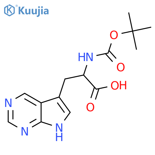 2-{(tert-butoxy)carbonylamino}-3-{7H-pyrrolo2,3-dpyrimidin-5-yl}propanoic acid structure