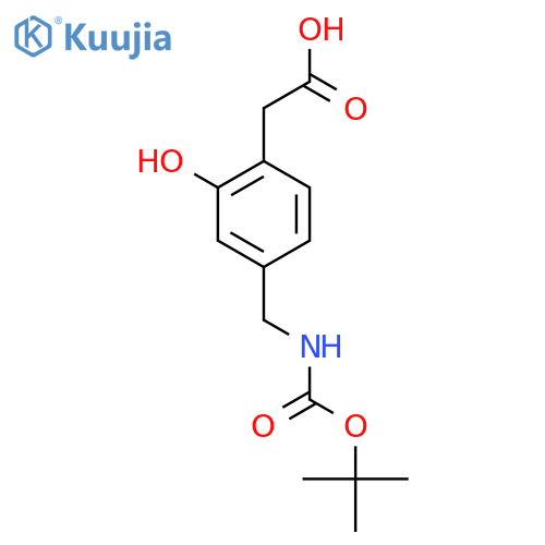 2-4-({(tert-butoxy)carbonylamino}methyl)-2-hydroxyphenylacetic acid structure