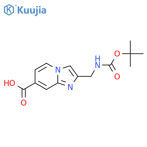 2-({(tert-butoxy)carbonylamino}methyl)imidazo1,2-apyridine-7-carboxylic acid structure