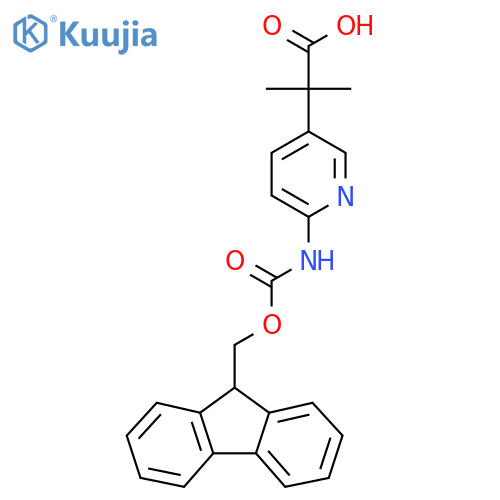2-[6-({[(9H-fluoren-9-yl)methoxy]carbonyl}amino)pyridin-3-yl]-2-methylpropanoic acid structure