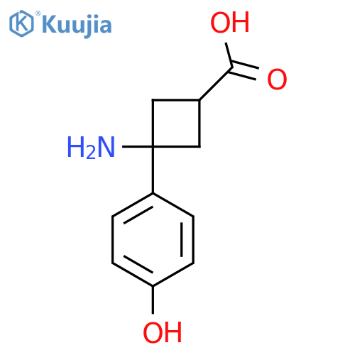 3-amino-3-(4-hydroxyphenyl)cyclobutane-1-carboxylic acid structure