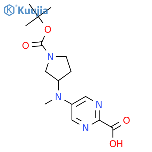5-({1-[(Tert-butoxy)carbonyl]pyrrolidin-3-yl}(methyl)amino)pyrimidine-2-carboxylic acid structure
