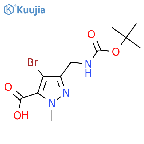 4-bromo-3-({(tert-butoxy)carbonylamino}methyl)-1-methyl-1H-pyrazole-5-carboxylic acid structure
