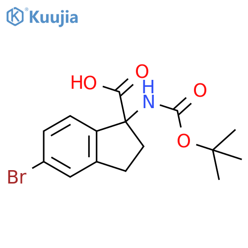 5-bromo-1-{(tert-butoxy)carbonylamino}-2,3-dihydro-1H-indene-1-carboxylic acid structure