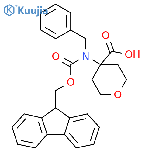 4-[benzyl({[(9H-fluoren-9-yl)methoxy]carbonyl})amino]oxane-4-carboxylic acid structure