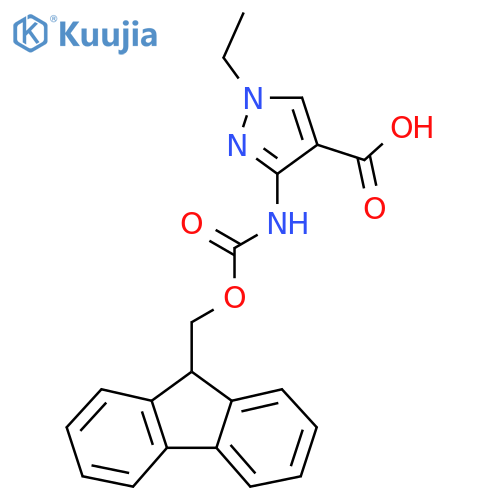 1-ethyl-3-({[(9H-fluoren-9-yl)methoxy]carbonyl}amino)-1H-pyrazole-4-carboxylic acid structure